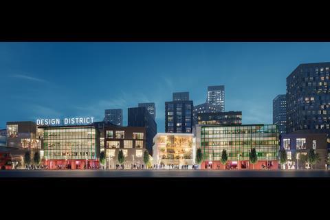 The design district west elevation opposite north greenwich tube station greenwich peninsula  ®knight dragon